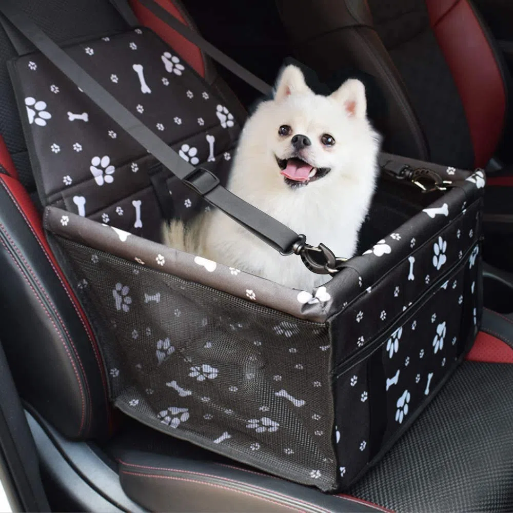 Seggiolino Auto per Cane Animali,Coprisedile Auto per Cani Adatto per Cani di Piccole e Medie Dimensioni, Lavabile, Pieghevole e Traspirante, con Guinzaglio di Sicurezza e Tubo di Supporto in PVC