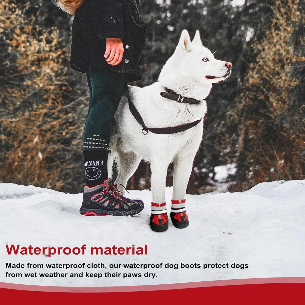 Scarpe per cani, protezione zampe, 4 pezzi, traspiranti, per cani, per attività all'aperto, estive, antiscivolo, con suola antiscivolo, per cani di taglia piccola, media e grande, rosso, XXL