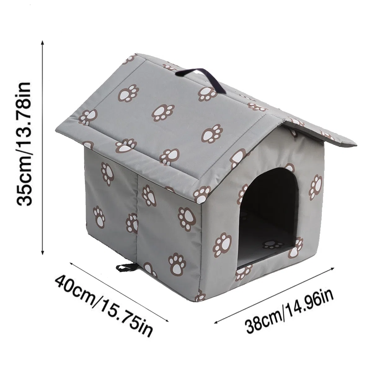 Casetta per Gatti per Esterni, Casetta per Gatti, Impermeabile, Cuccia Gatto Esterno Inverno con Tenda Timovibile (Grigio, M)