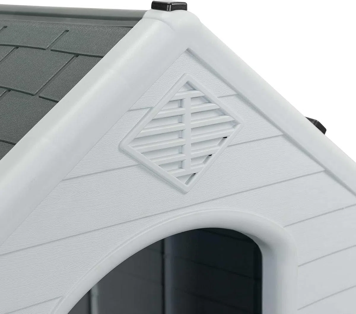 Aqpet Cuccia per Cani in Plastica per Esterno Interno Casa Giardino, Impermeabile con Pavimento Rialzato, per Cani Taglia Media 87 x 78 x 81 H, Grigio