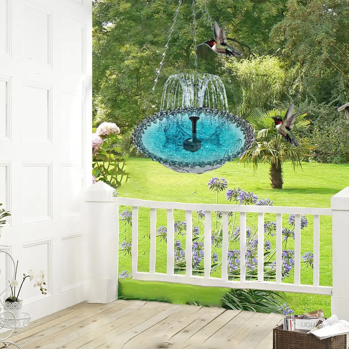 Bagni Uccelli Per Esterni, Fontana Solare Per Uccelli Da Giardino, Vasca da Bagno Decorativa Appesa per Bere da Giardino Terrazzo Balcone per Uccellini