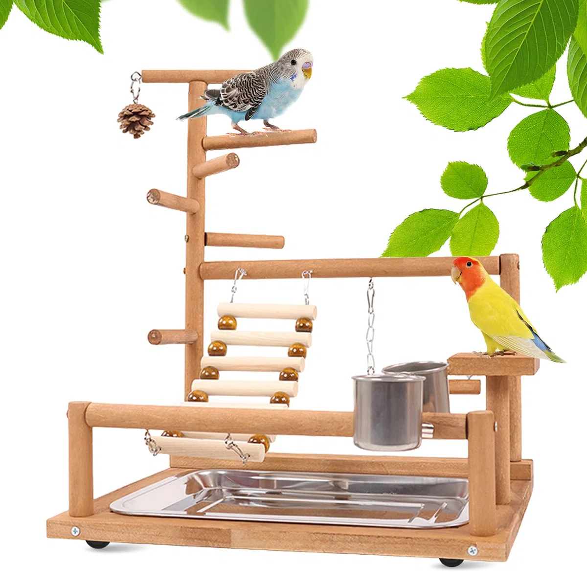 Parco Giochi Per Pappagalli, Supporto Per Uccelli, Supporto Per Pappagalli, Pappagallo Giocattoli Con Altalena Parco Giochi E Vassoio Alimentazione Scala Per Parrocchetti, Inseparabili 37x26x44CM