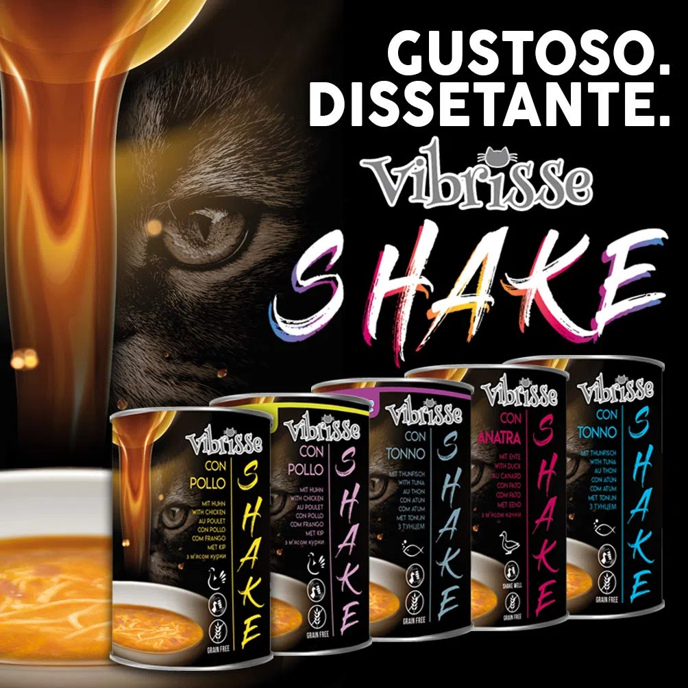 Croci Vibrisse Shake Senior - Cibo umido per gatti anziani con tonno, Cibo complementare idratante per gatti, 12 lattine x 135gr, 1620 ml