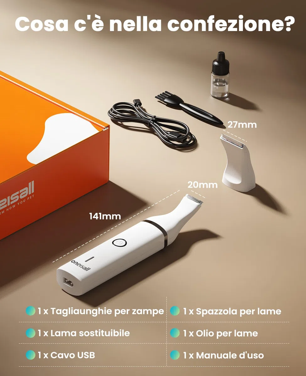 oneisall Tosatrice per cani Tosatrice a basso rumore Tosatrice per cani per gatti zampe, occhi, orecchie, viso, corpo (Bianco)