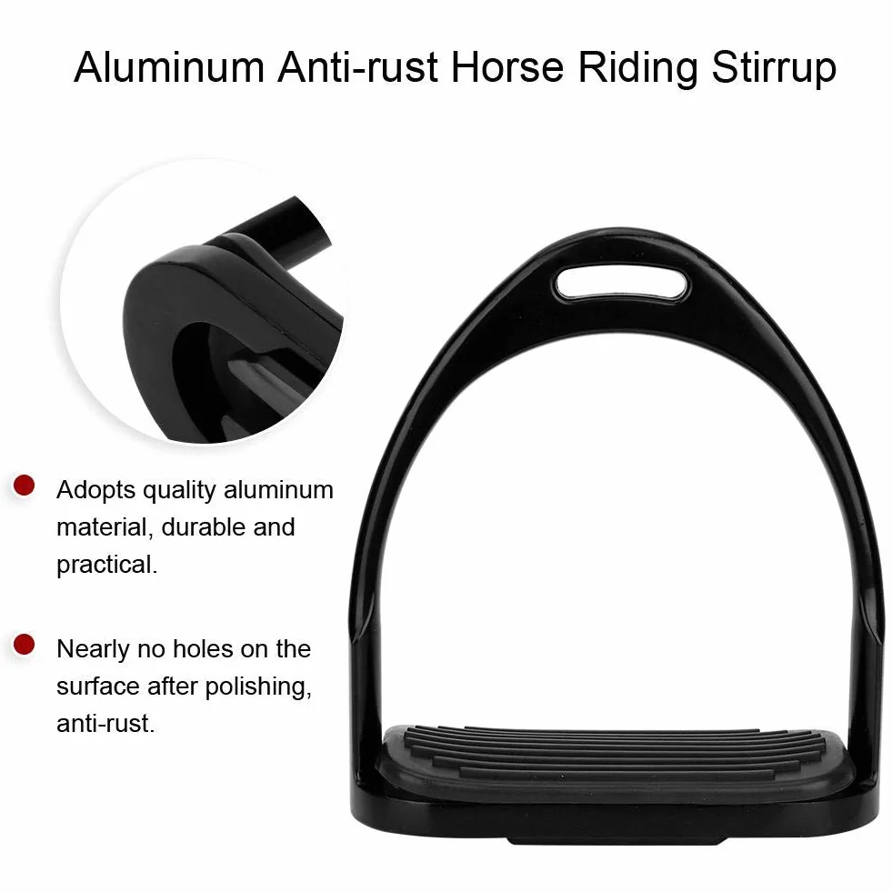 Nikou Staffa Equitazione, Staffa ruggine per Equitazione Staffa Anti-ruggine Leggera per Equitazione in Alluminio Forte capacità di carico(Nero)