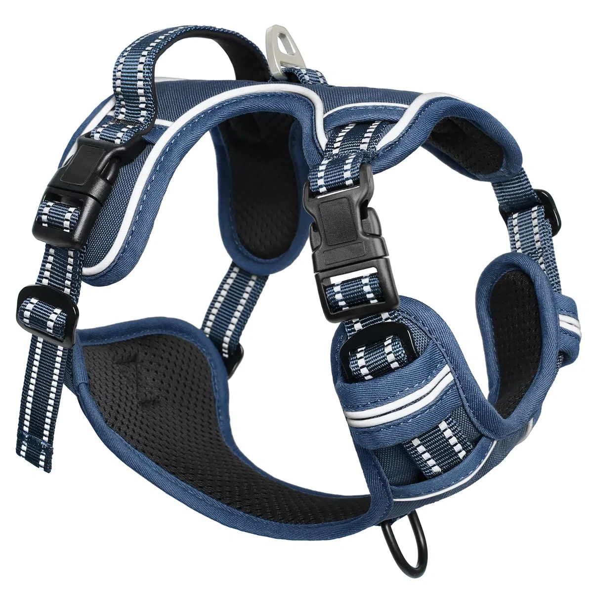 HEELE Pettorina Cane, Imbracatura Sganciata Rapido dal Collo, Pettorina Anti-tiro Riflettente e Regolabile con Maniglia Comoda, Morbida e Imbottita per Cani Piccola Media Grande, Blu Reale L