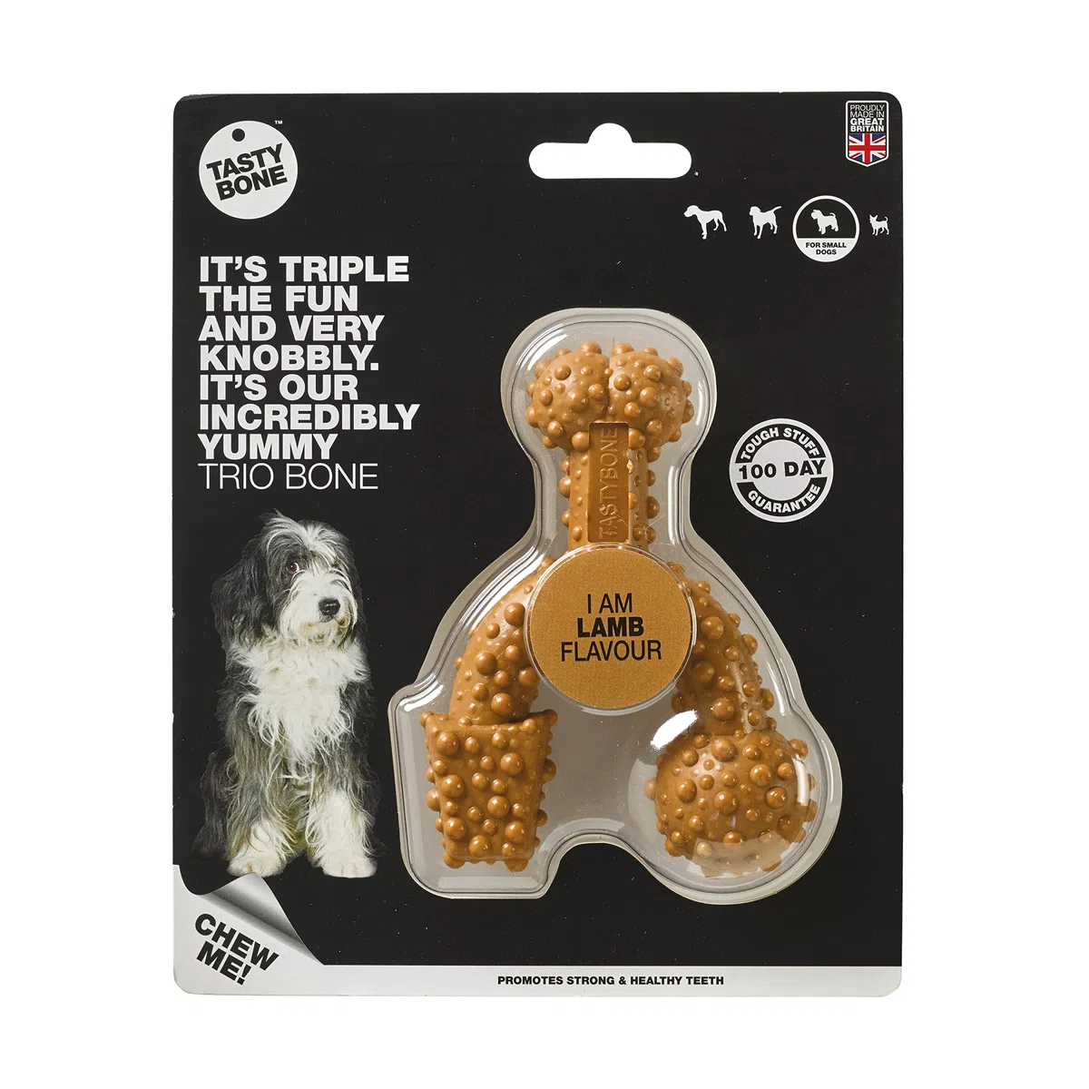 Rosewood 57053 Gustosa Bone Trio Gomma Dogs Toy, Agnello, Piccolo