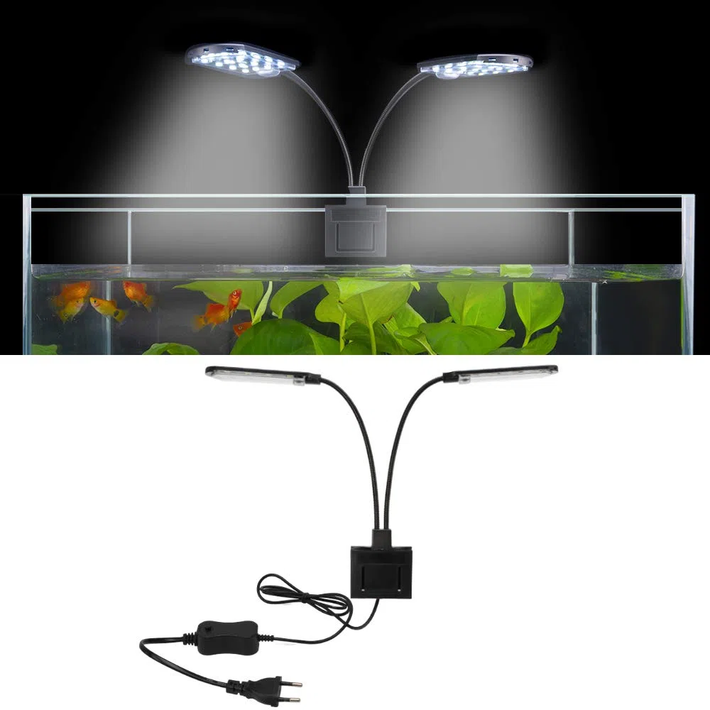SENZEAL X7 LED Luci per Acquario Gemelli Illuminazione Lampada per Acquario a due Teste Luce a LED 220V 1600LM per 8 a 15 Pollice Serbatoio di Pesce Luce Bianca
