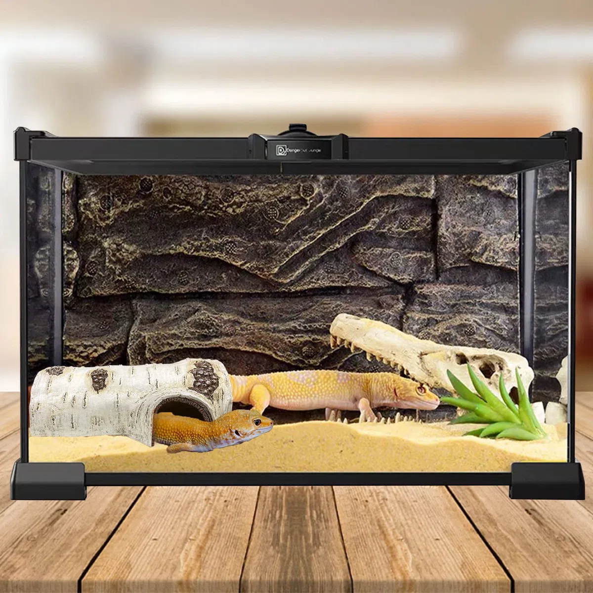 Rettile Nascondi Grotte Simulazione Nascondiglio Albero Nascondi Serpente Leopard Gecko Terrarium Plastic Plant Leaves Ornament Habitat Shelter Decor for Lizard Hermit Crab Spider Frog Amphibians (L)