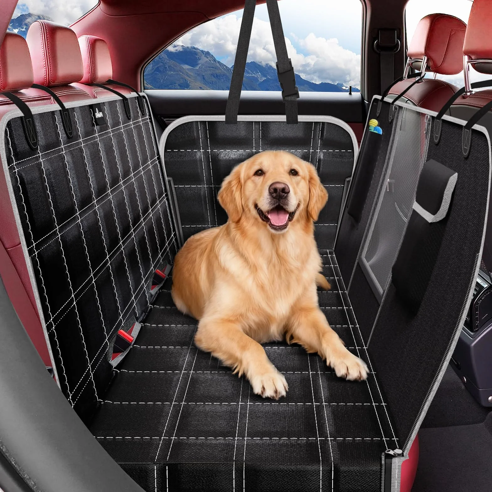 Coprisedile Auto per Cani 600D Impermeabile Telo Posteriore Auto per Animali con Protezione Laterale Antigraffiato e Antiscivolo Telo Macchina per Cani Adatto alla Maggior Parte delle Auto SUV