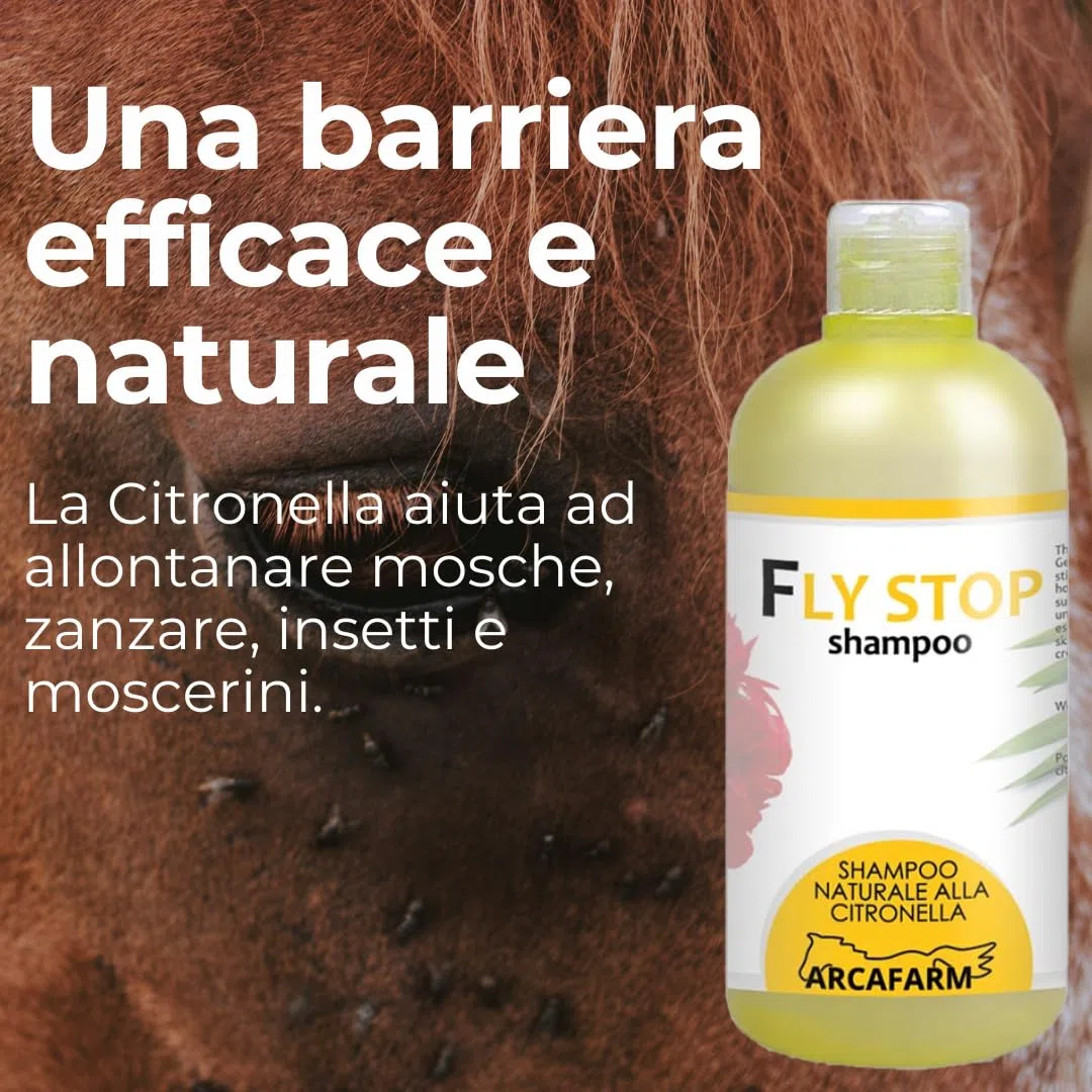 2 Pezzi Shampoo alla Citronella per Cavalli 500 ml Fly Stop, shampoo Repellente Naturale contro Insetti Pungenti Mosche Zanzare Tafani, per pulizia sporco ostinato di manto coda criniera