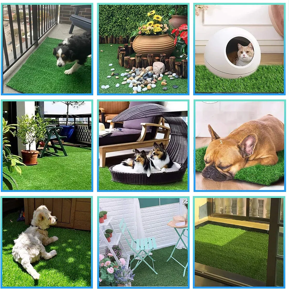 Guangyu Lettiera in Erba Sintetica per Cani, 2 Pack 63.5cm x 38cm Tappeto Erboso Artificiale, Erba Sintetica Assorbente Toilette