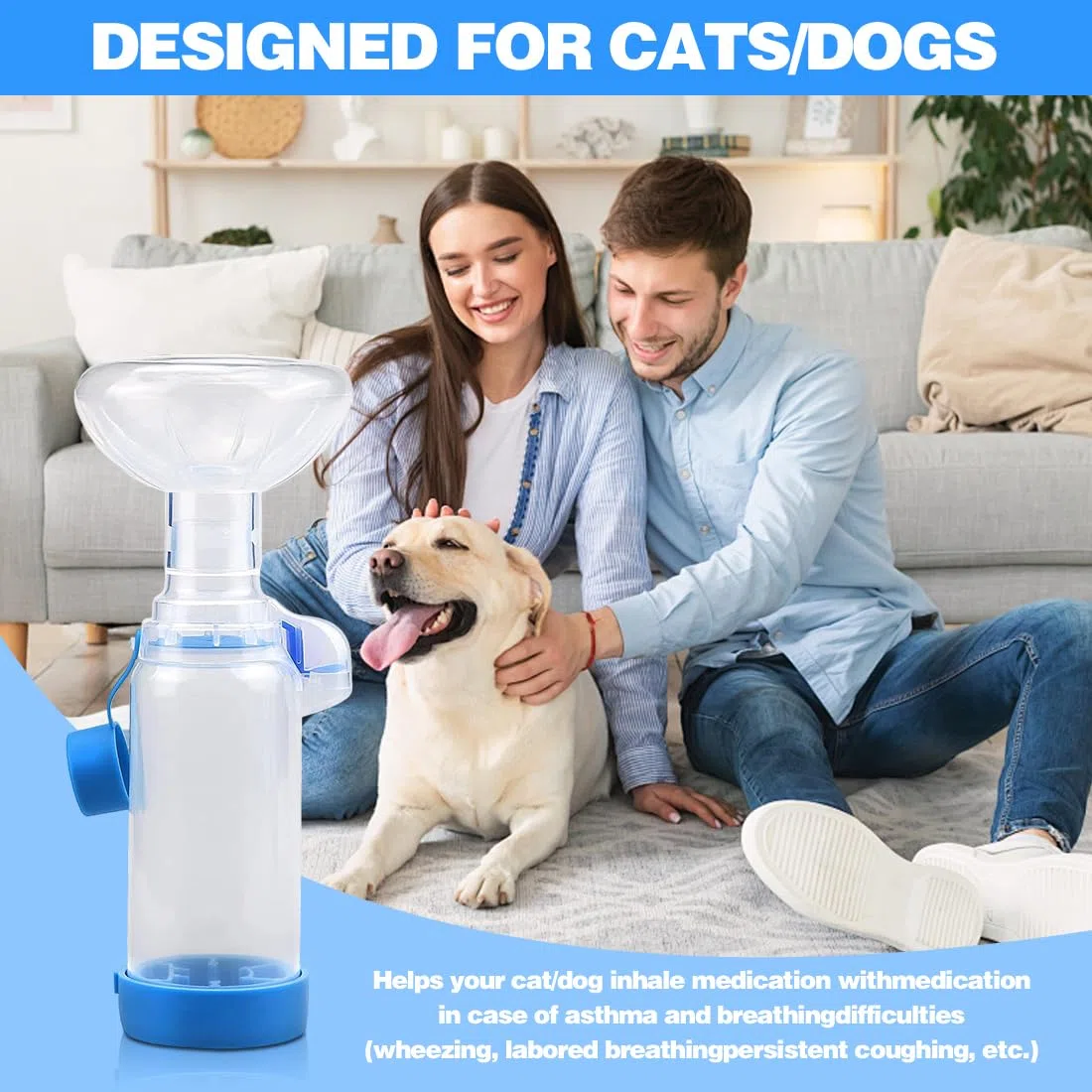 Yuragim Distanziatore Inalatore Pet Inalator Spacer con 2 misure maschere per gatti e cani