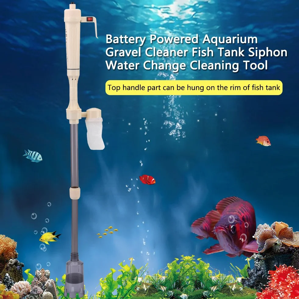 Sifone Elettrico per Acquario,Sifone Acquario Pulitore Aspiratore, sifone Vuoto dell'acquario di Ghiaia, Sifone Aspirarifiuti per Pulizia Fondo Acquario Cambio Acqua