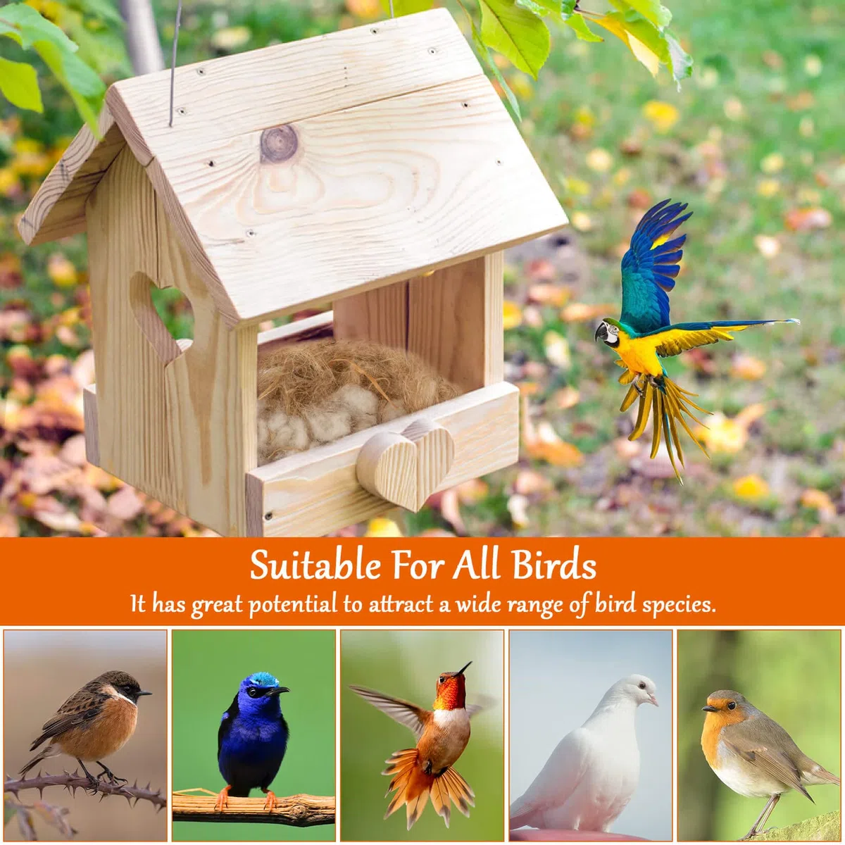 Sukh Confezione da 3 materiali per nidificazione per uccelli, nidi di uccelli, colibrì, nidificazione di canarini, fringuelli, parrocchetti, gabbie, giardini, tronchi d'albero (120 g)