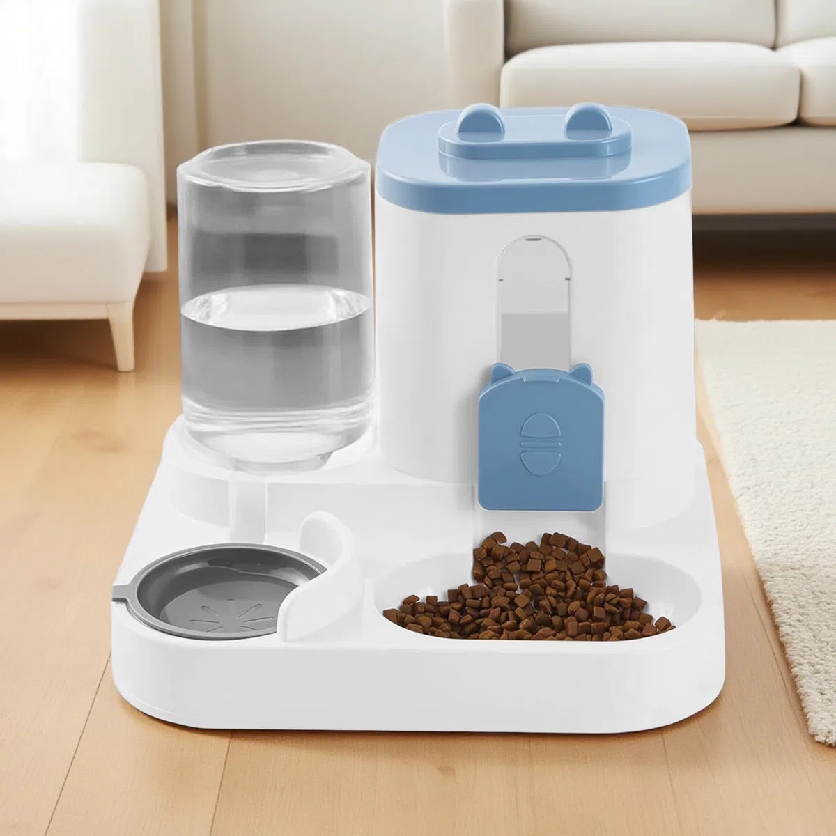 Distributore automatico 2 in 1 per gatti e cani, con serbatoio d'acqua e crocchette, mangiatoia e abbeveratoio grande capacità per animali domestici interni