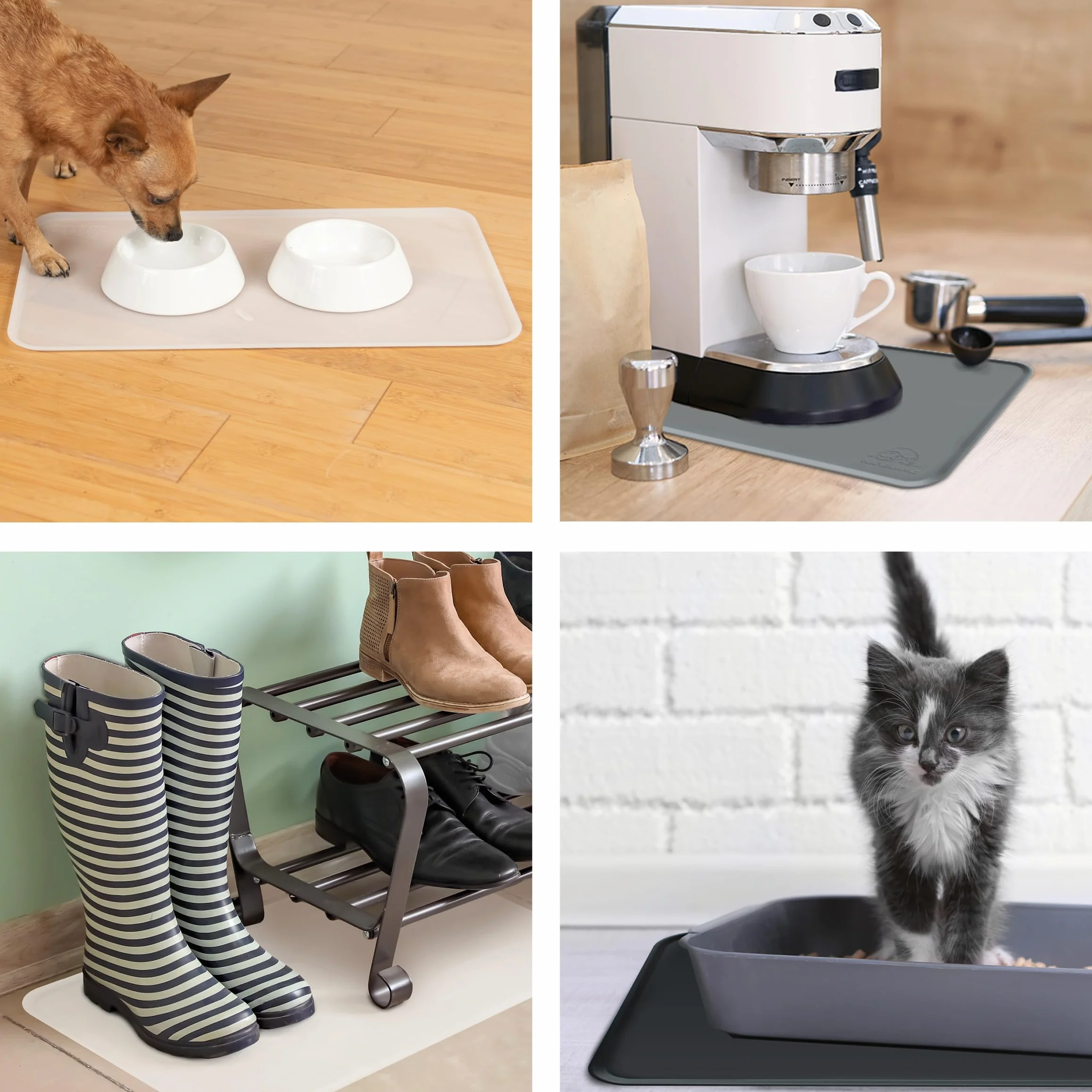 Basic, tappetino in silicone, 60 x 40 cm, trasparente, antiscivolo, per cani, gatti, tappetino per cani e gatti