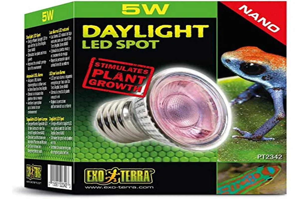 Exo Terra Daylight - Faretto LED Nano, 5 W, attacco E27, colore: argento, confezione da 1 pezzo