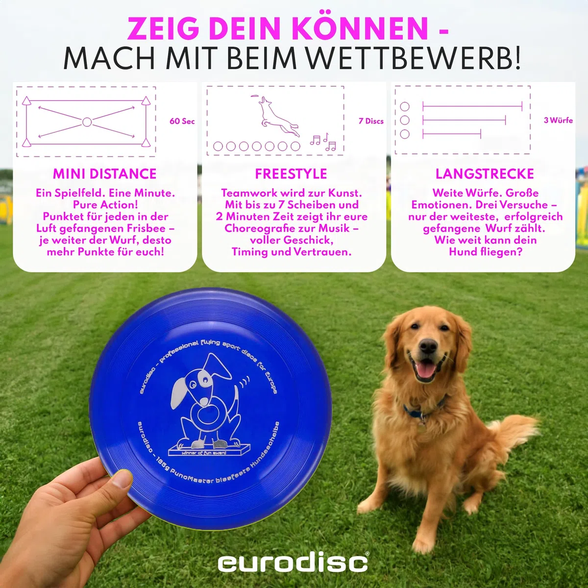 Eurodisc - Frisbee PuncMaster Fun Award, 135 g, colore: Blu scuro