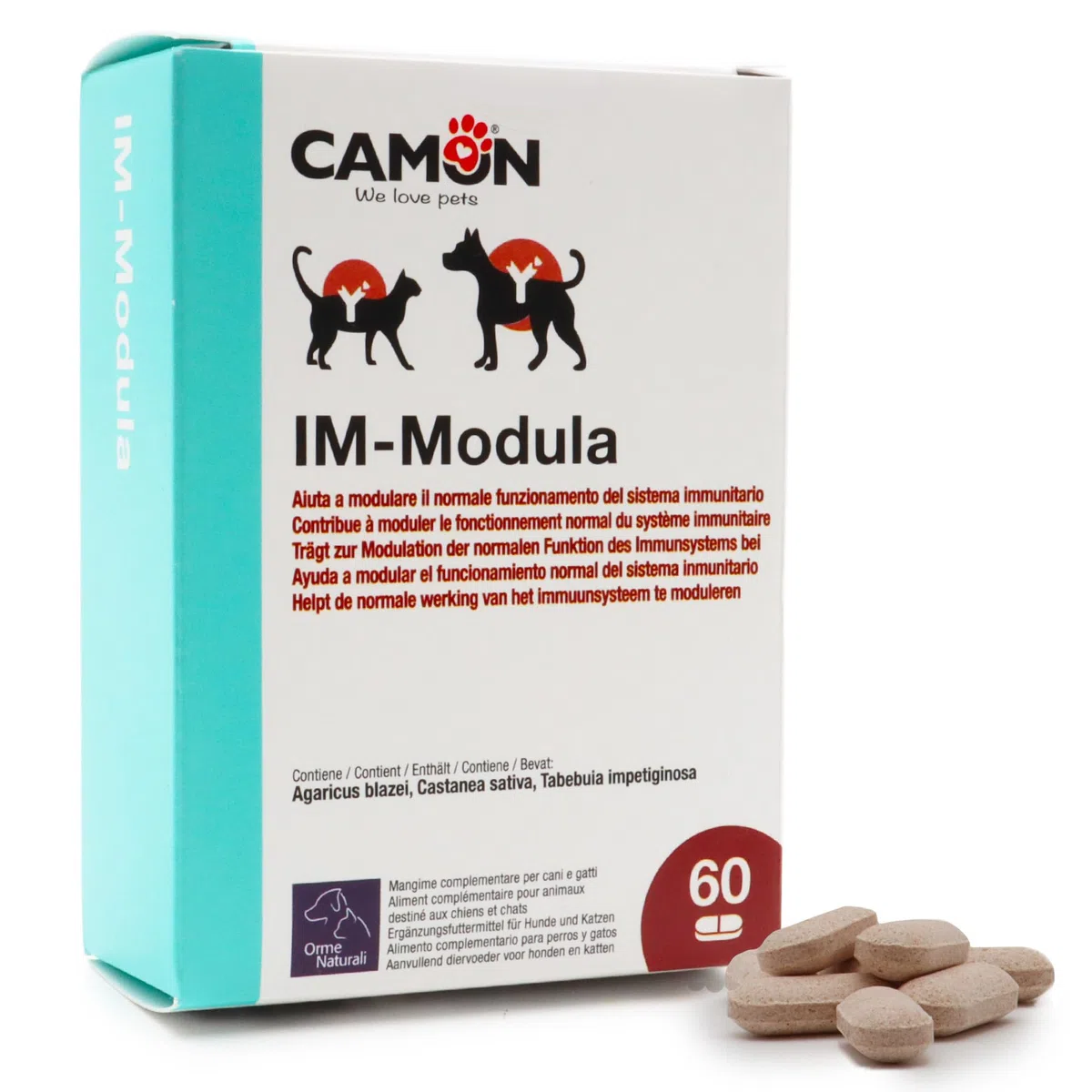 CAMON | Im-Modula, Alimento Complementare per Cani e Gatti, 60 Compresse da 1000mg, Supporto Sistema Immunitario