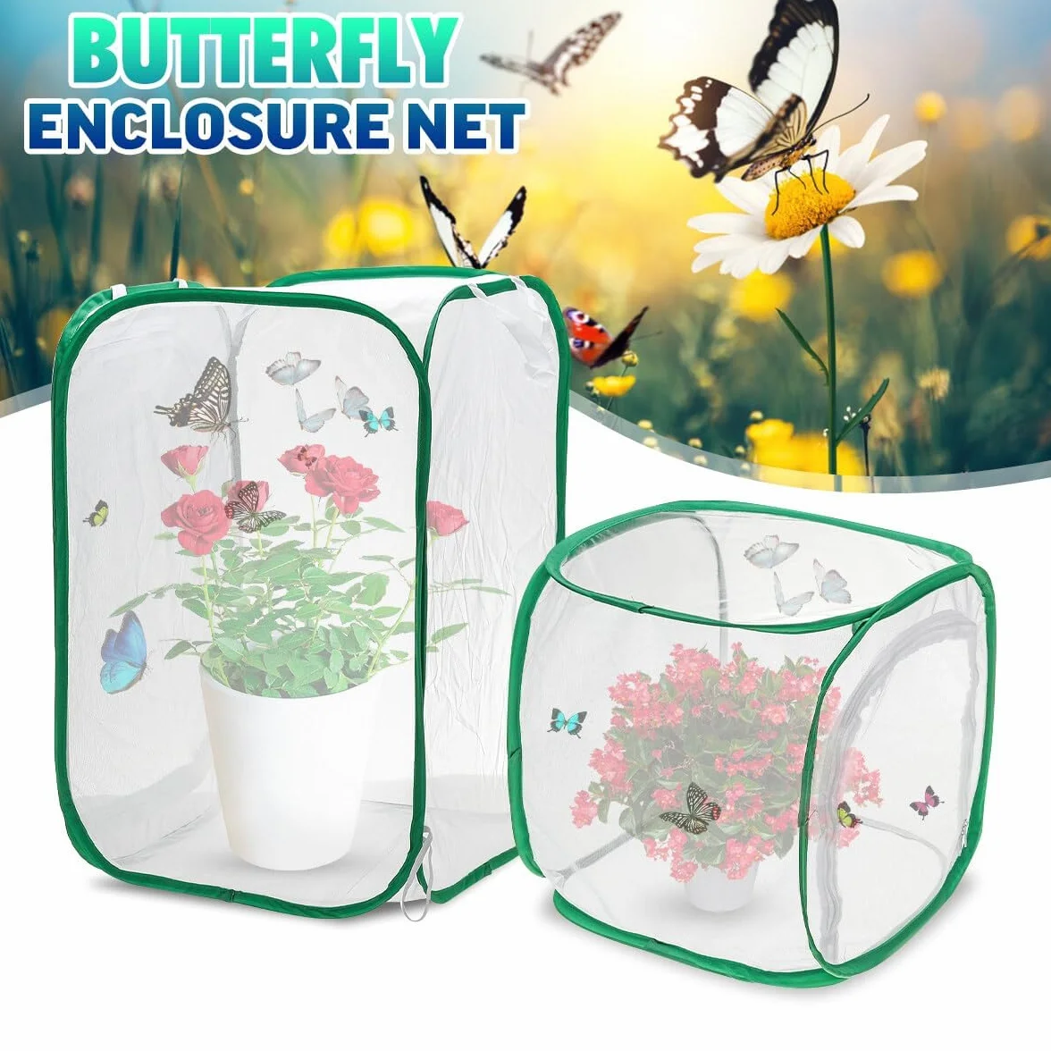 Rete Di Insetti Vegetali Gabbia Per Animali Farfalla Incubatrice Leggera Per Piantine Casetta Per Piante Pieghevole Con Cerniera A Gabbia Di Trasmissione Della Luce Ventilata 60 * 60 * 90cm