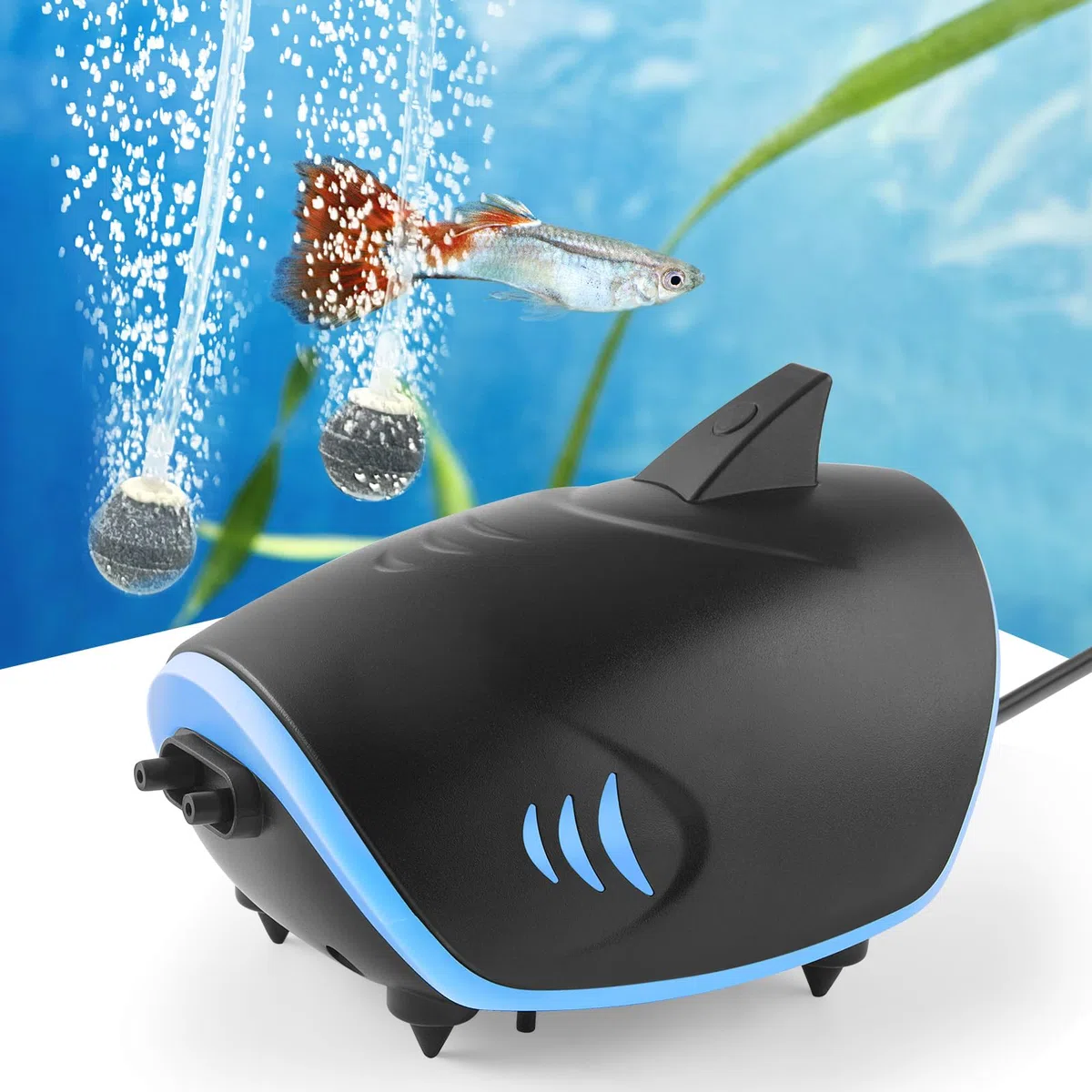 3W Pompa d'Aria per Acquario, Ossigenatore per Acquario Silenzioso con capacità di 5L/Min, Aeratore per Acquario Regolabile per Serbatoi fino a 400 Litri