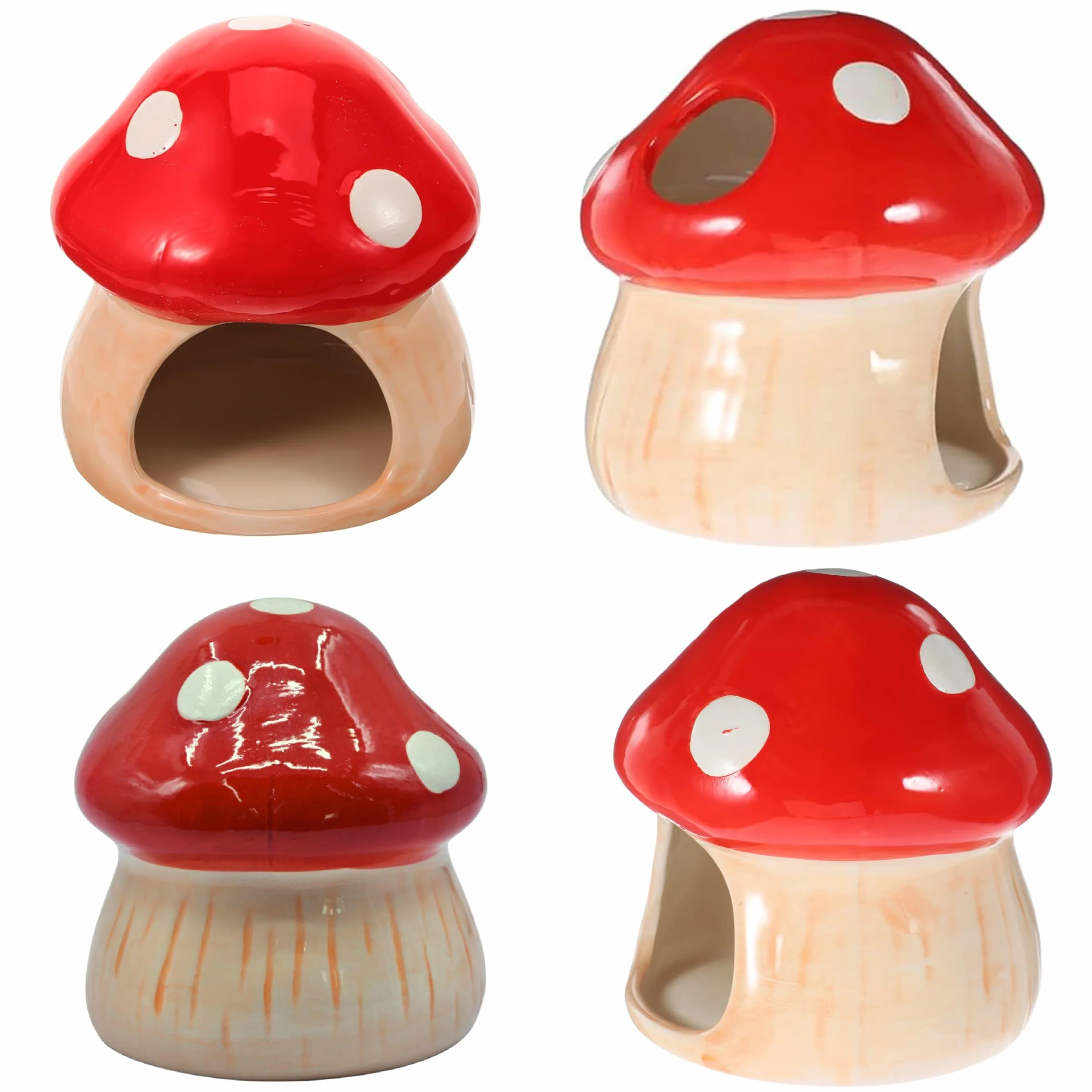 Casa in ceramica per criceti, unica casa in ceramica per criceti, nascondiglio in ceramica per criceti, casa a forma di fungo e habitat per criceti, per gerbilli, topi, cincillà, nascondiglio