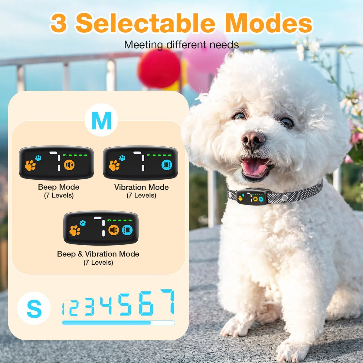 Collari Anti Abbaio per Cani, Collare Anti Abbaio Senza Scossa con Beep e Vibrazione, 5 Livelli di Sensibilità, Collare Anti Abbaio Ricaricabile per Cani Piccoli e Medi, Impermeabile IP67