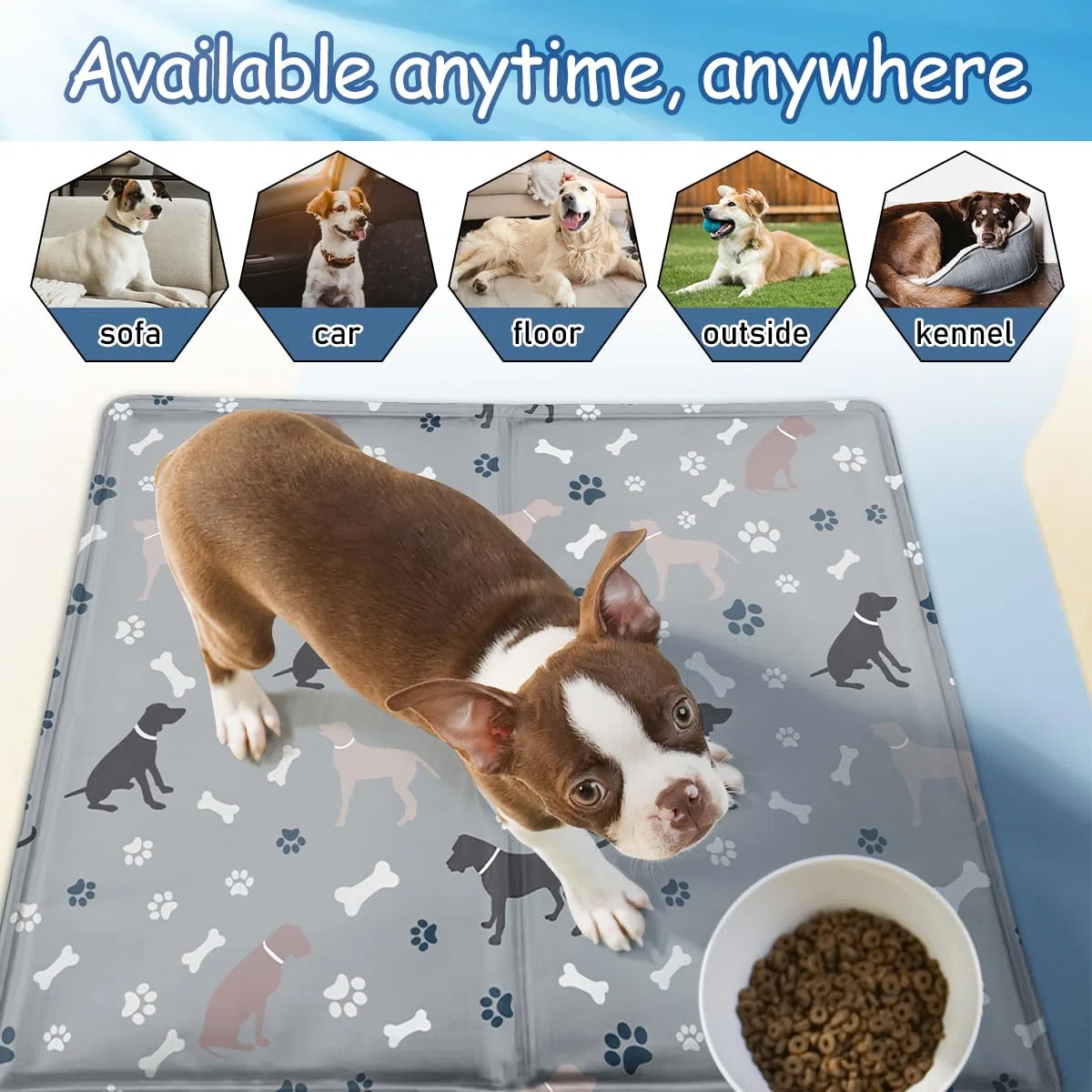 Tappetino Refrigerante Cane,60X50cmTappeto Refrigerante per Cani,Tappetino Refrigerante Gatto con Gel Non Tossico,Tappeto Refrigerante per Gatti Mantieni il Tuo Animale Fresco Dentro/Fuori-Grigio