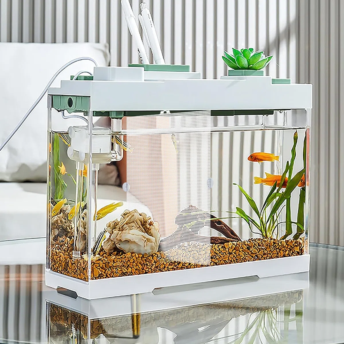 2 Pezzi Divisori per Acquario in Plastica Trasparente 26x33,5 cm Griglia Divisoria per Acquario