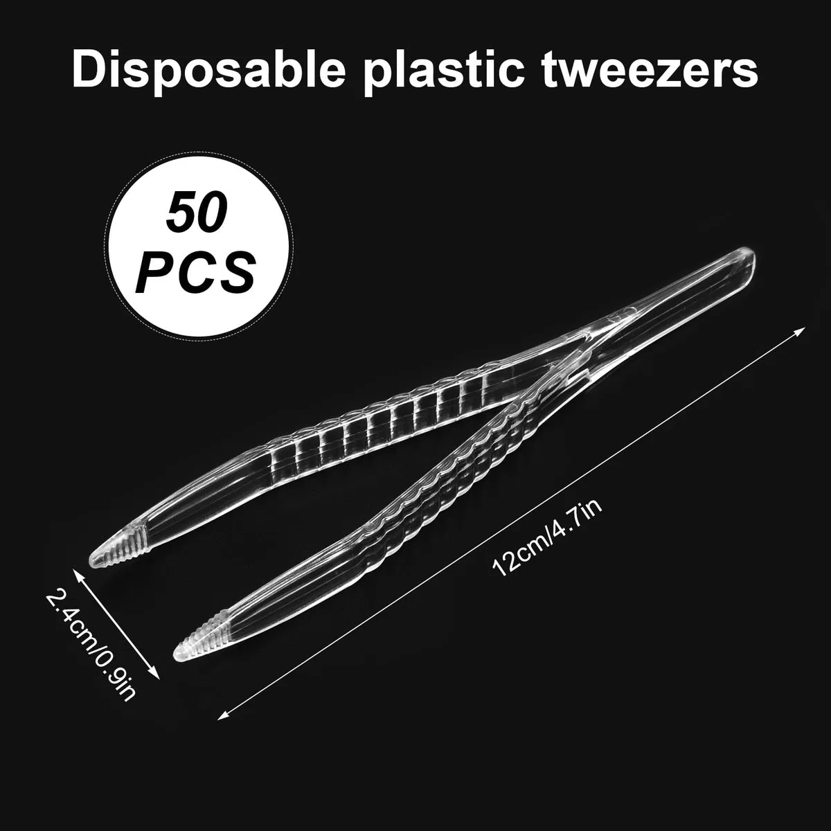 Pinzette in Plastica, Tick Remover,50 pezzi Pinzette Sterili, Pinza per Zecche,Pinzetta per Rimozione Zecche,per Artigianato,Medicazione,Garza,Laboratorio,Scuola, Scienze Elementari