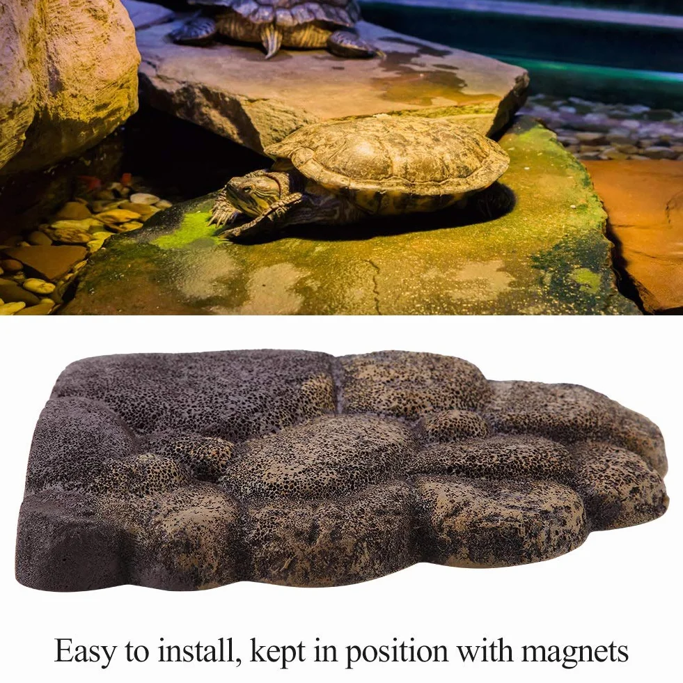Resina Tartaruga Magnetic Basking Isola Galleggiante Isola Basking Ramp Tartaruga arrampica Pietra Acquario Paesaggio Ornamento Habitat Decor per Semi Animali Acquatici(NS-78)