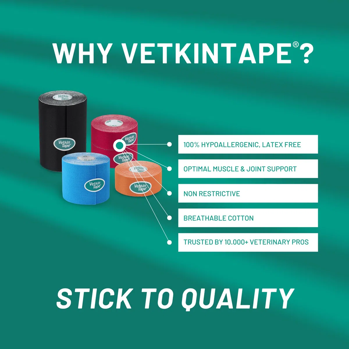 Vetkintape,2 rotoli 3 cmx5 m,nastro kinesiologico per cavalli equine/, migliorare la funzione muscolare, sostenere articolazioni e Segmental influenza
