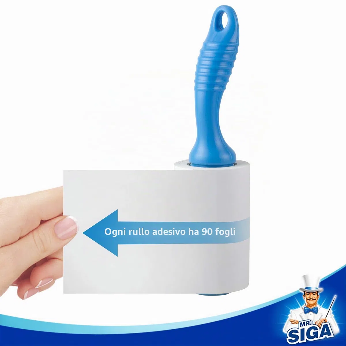 MR.SIGA Rimozione peli extra appiccicosi del rullo per animali domestici con fogli facili da strappare, 450 fogli in totale, confezione da 5, blu