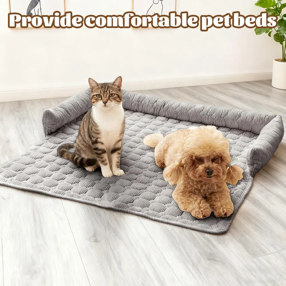 Divano Letto per Cani, 75x75cm Cuscino Morbido Lavabile per Cani, Cuccia per Cani per Divano con Bordo, Protezione Divano, Cuscino Cane Antiscivolo per Cani Piccoli e Medi e Gatti, Grigio Chiaro