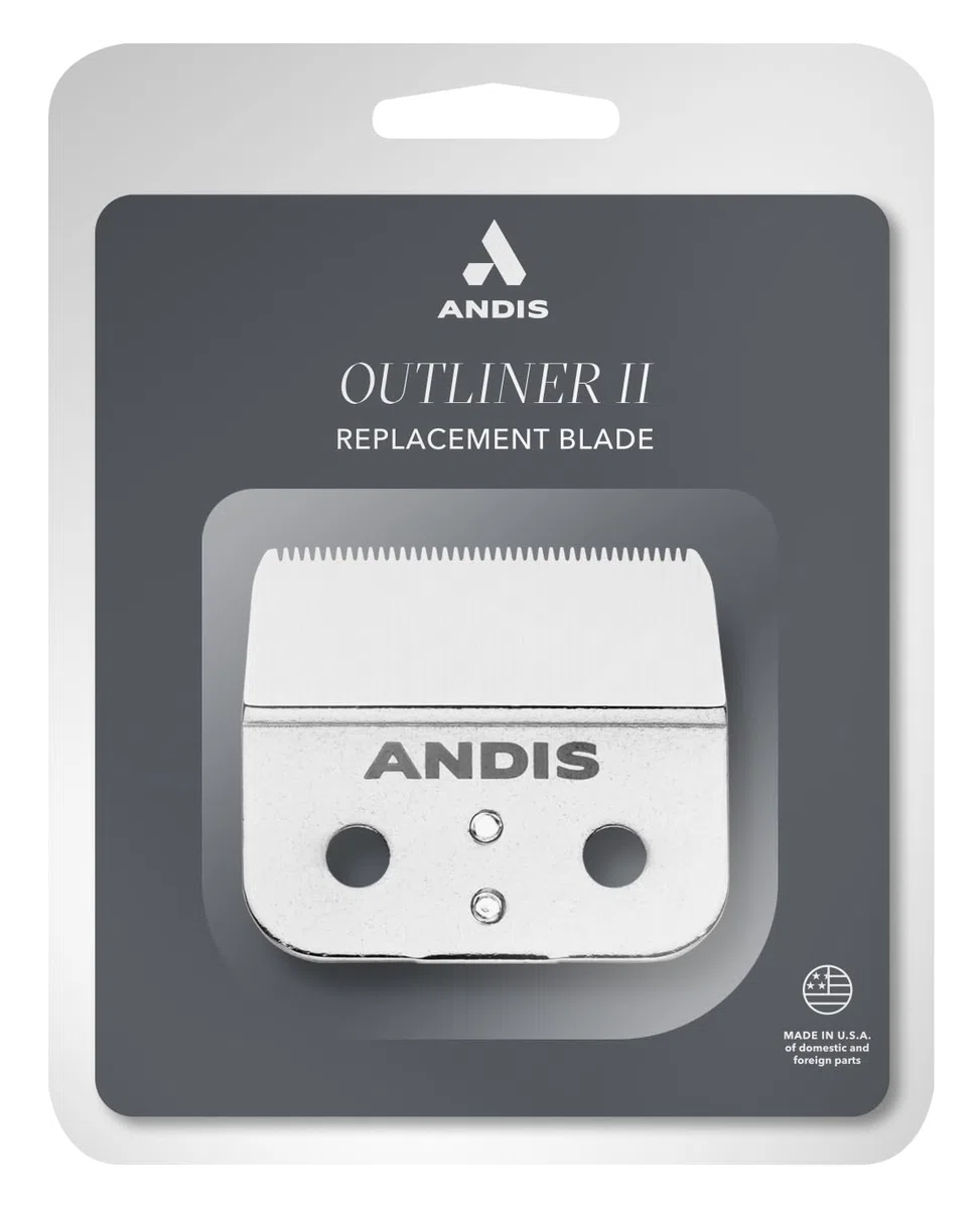 Andis 04604 Outliner II Trimmer Replacement Blade – Made of Stainless and Carbon Steel, Close-Cutting Square Blade, Deep Tooth Blade for Crisp Outlines & Designs - for GO & GTO Trimmers, Silver