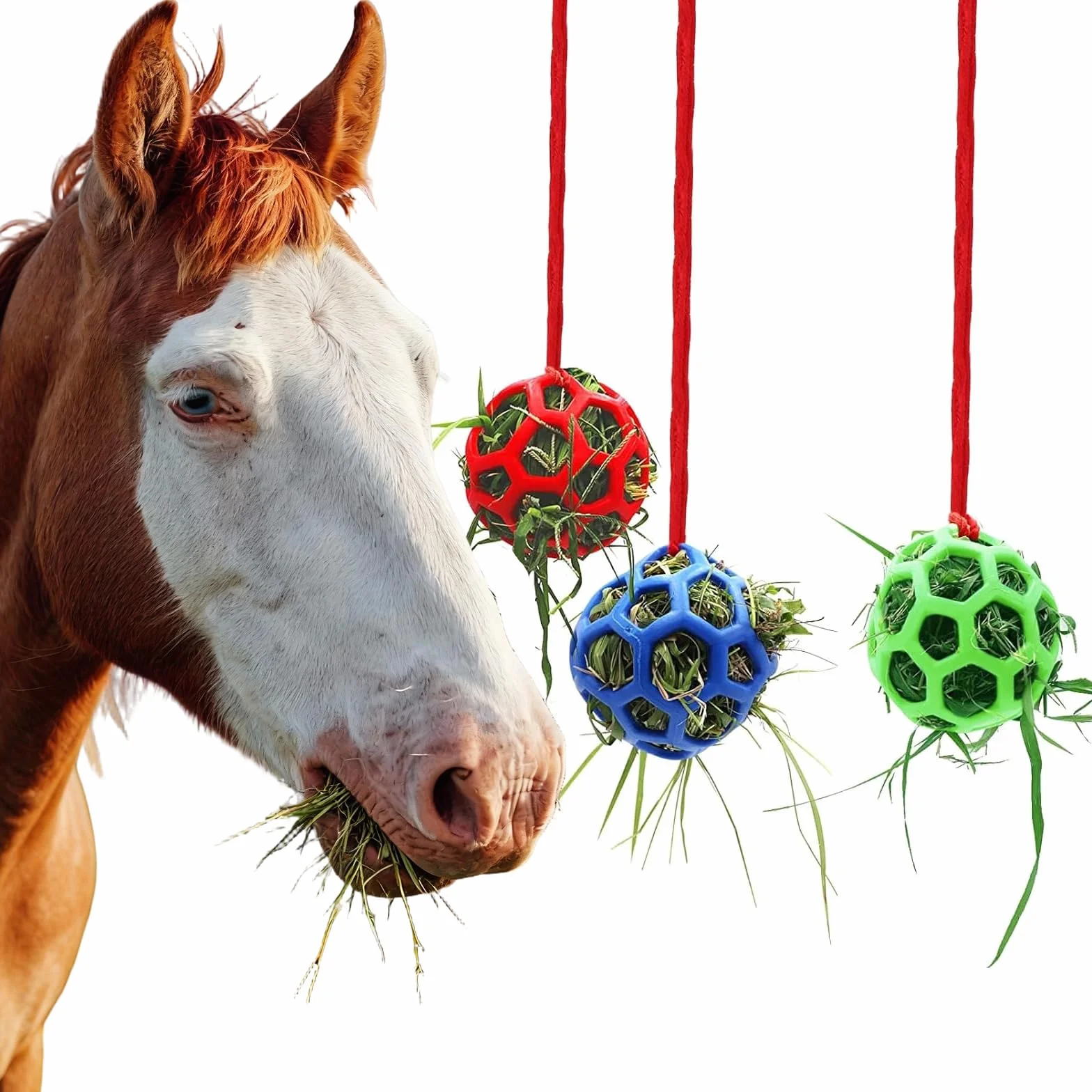 3 Pezzi Palla da Fieno, Giocattolo da Appendere per Cavalli, Palline per Cavalli Multiuso Adatto per Erbivori Come Bovini, e Pecore, Aiuta ad Alleviare lo Stress