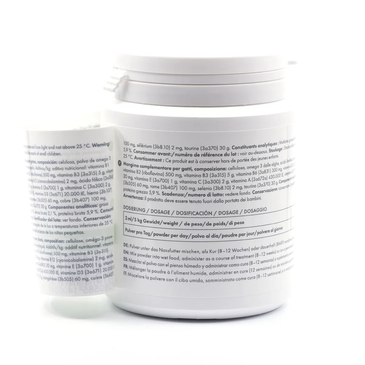 4-BEINER VITALITY-CAT, 11 vitamine per gatti più Omega 3, Omega 6, Zinco, Selenio, Manganese, Rame, Ferro, Taurina, Multivitamine per gatti, polvere