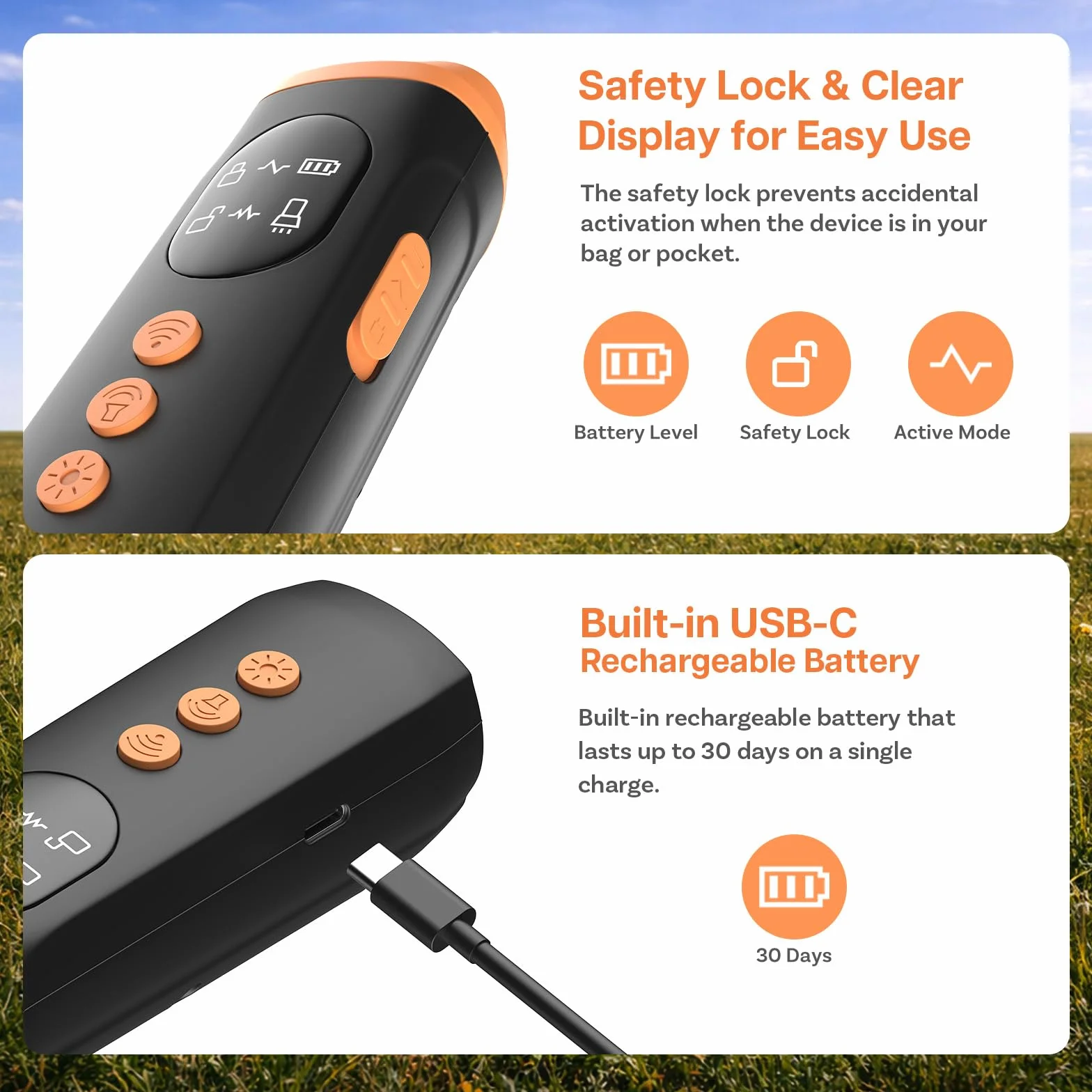 MMOBIEL Dispositivo Antiabbaio per Cani a Ultrasuoni Portatile con Bip, Torcia LED e Display – Silenziatore Ricaricabile con Blocco di Sicurezza – Uso Interno/Esterno – Nero
