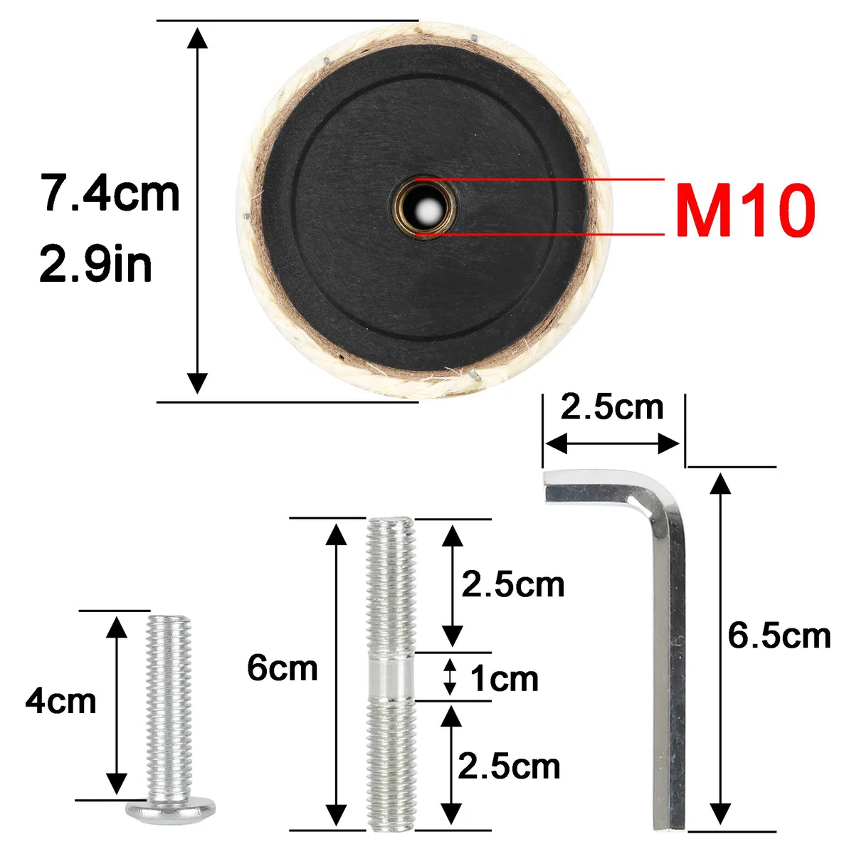 4 pali di ricambio per tiragraffi M8 M10 (M10 x 4 pezzi, 45 cm)