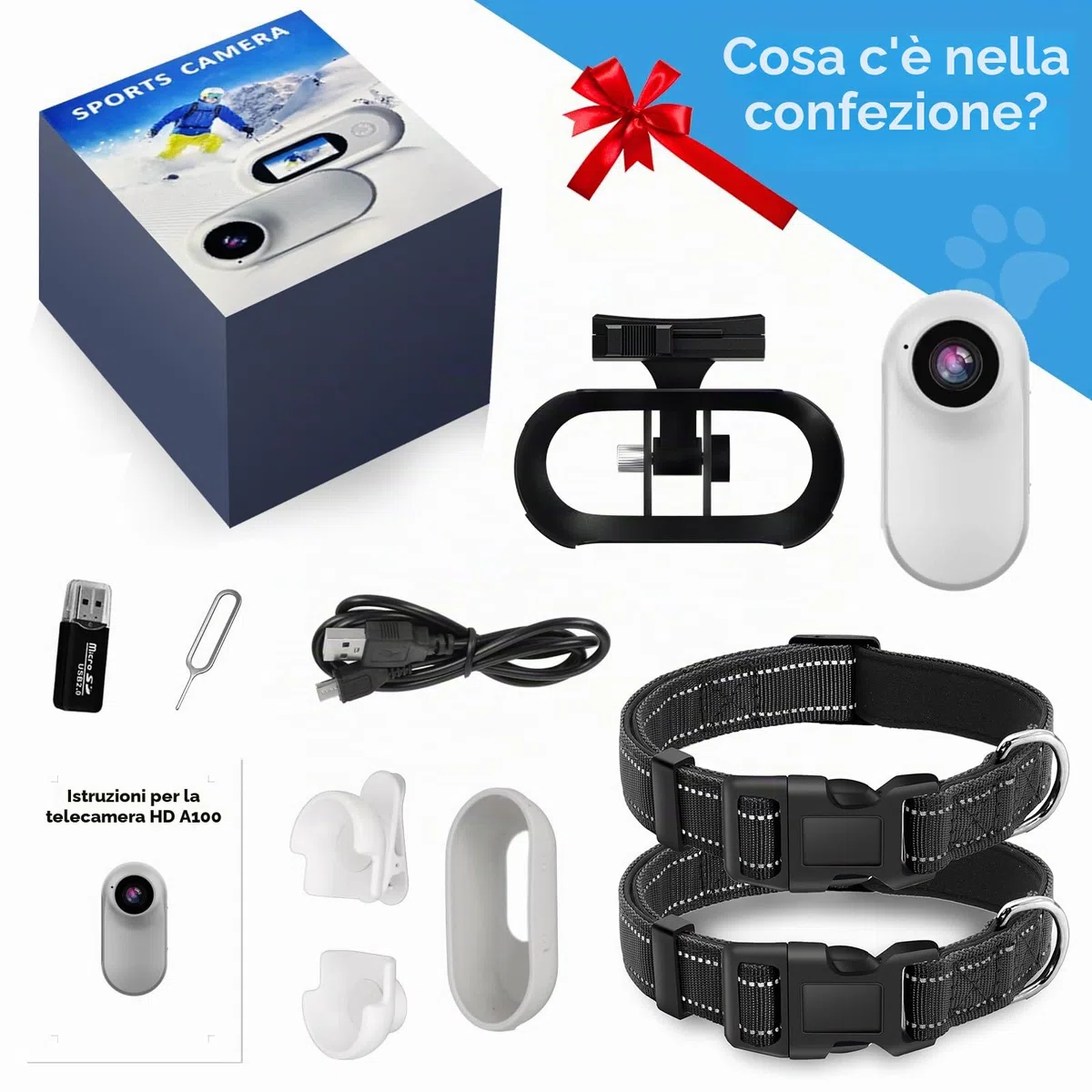 HD 1080P Cat Camera Collare con Registrazione Video, Mini Macchina Fotografica Wireless Sportiva, Piccole Telecamere di Azione, Corpo Camera per Pet Supplies, Articoli per