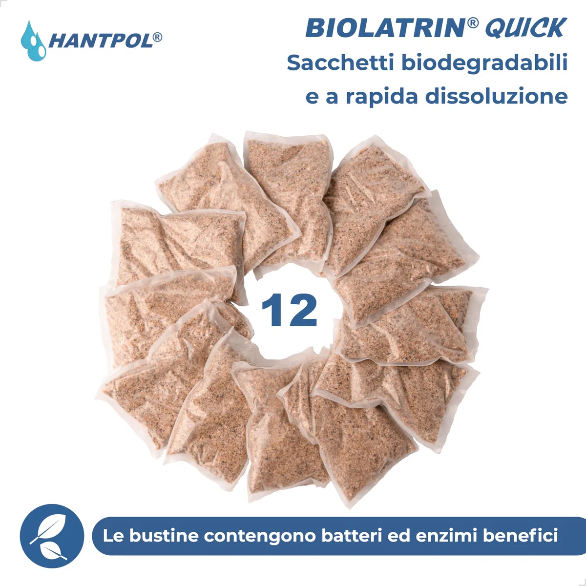QUICK - Trattamento Biologico Avanzato per Fosse Settiche - per Casa, Fattoria, Aree Ricreative - Risultati Rapidi - Adatto a Sistemi Moderni - Sufficiente per 1 anno - 12 sacchetti - 400G