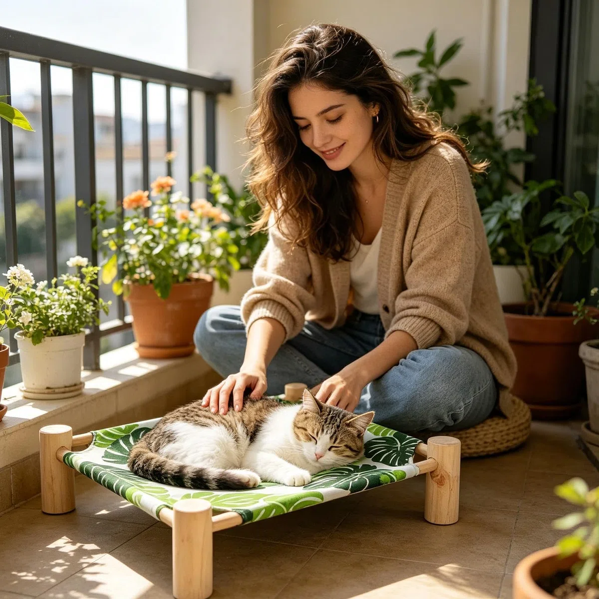 Generico Sopraelevato per Gatti,Mobile Rimovibile per il Sonno | Cuccia Sopraelevata da Animali - per Casa Soggiorno Appartamento Esterno Patio Balcone Angolo