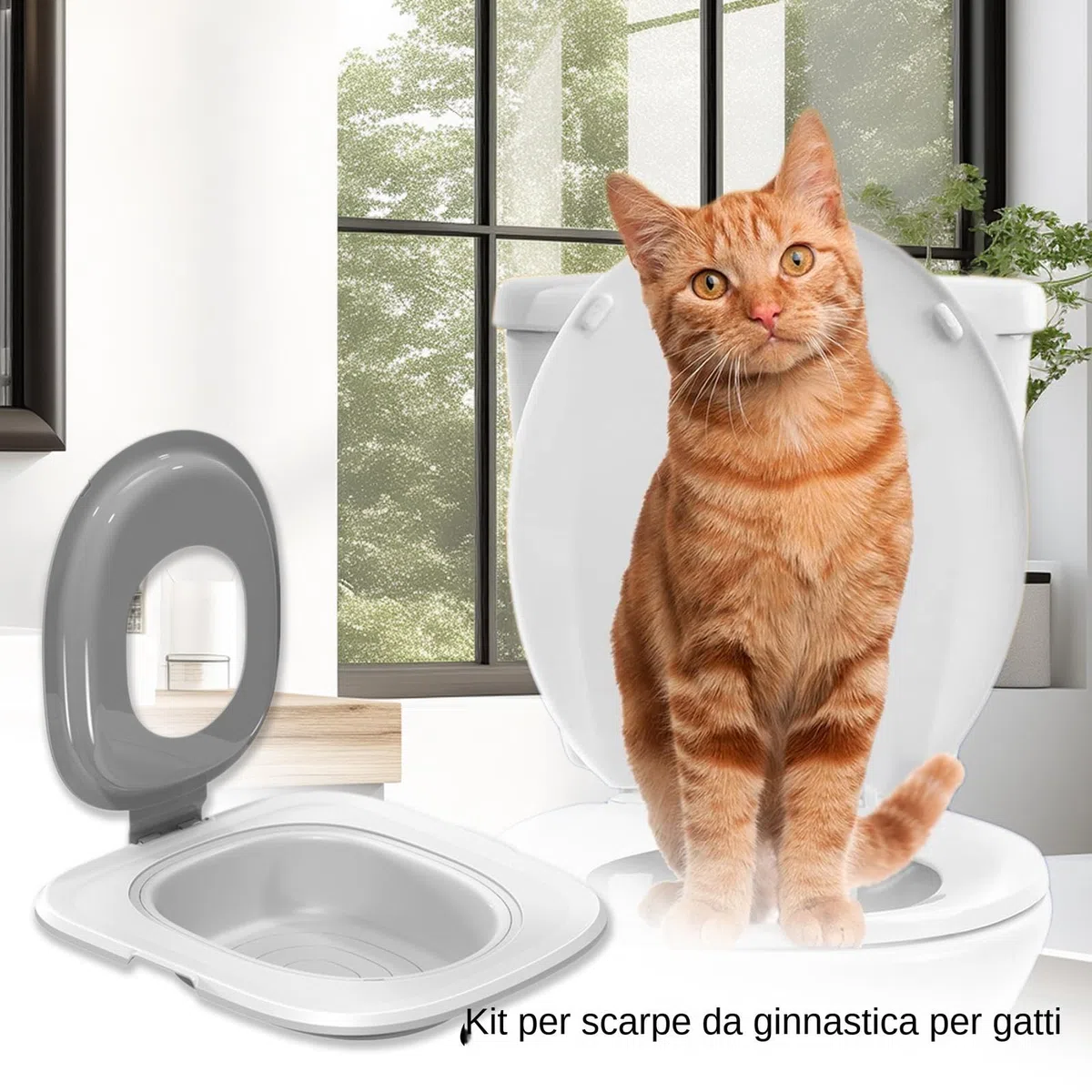 Kit Di Addestramento Per Toilette Per Gatti - Addestratore Per Toilette Per Gatti, Adattatore Per Sedile WC Portatile Per Gatti | Tappetino Per Gatti Riutilizzabile Con Sabbiera, Addestramento Al Vasi