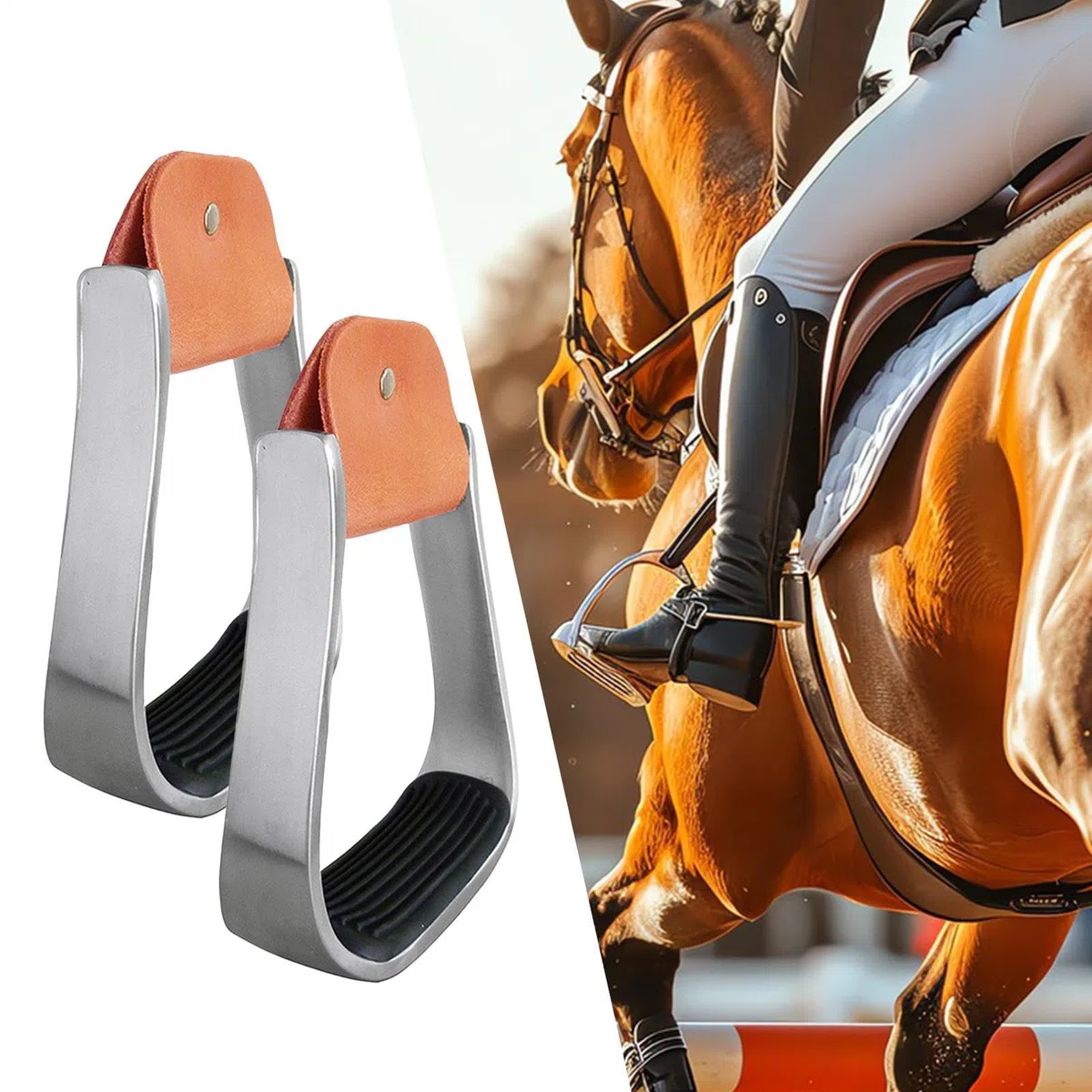 Staffe Stile Western,Attrezzatura Equestre in Alluminio Imbottita - Staffe Ad Alta Resistenza,Per Box Stalla Pascolo Fattoria Ranch Lavoro Addestramento Competizione Escursione Equitazione