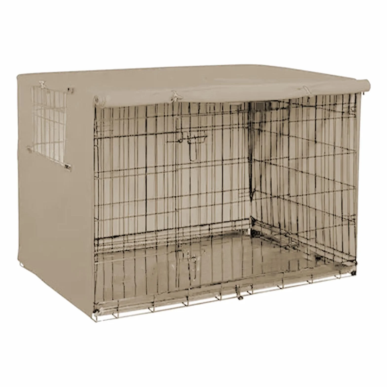 Copertura per gabbia per cani, in tessuto Oxford, 15 x 18 x 8 cm, antivento, impermeabile, copertura per gabbia per cani e gatti, copertura portatile per gabbie per cani (beige, nero)