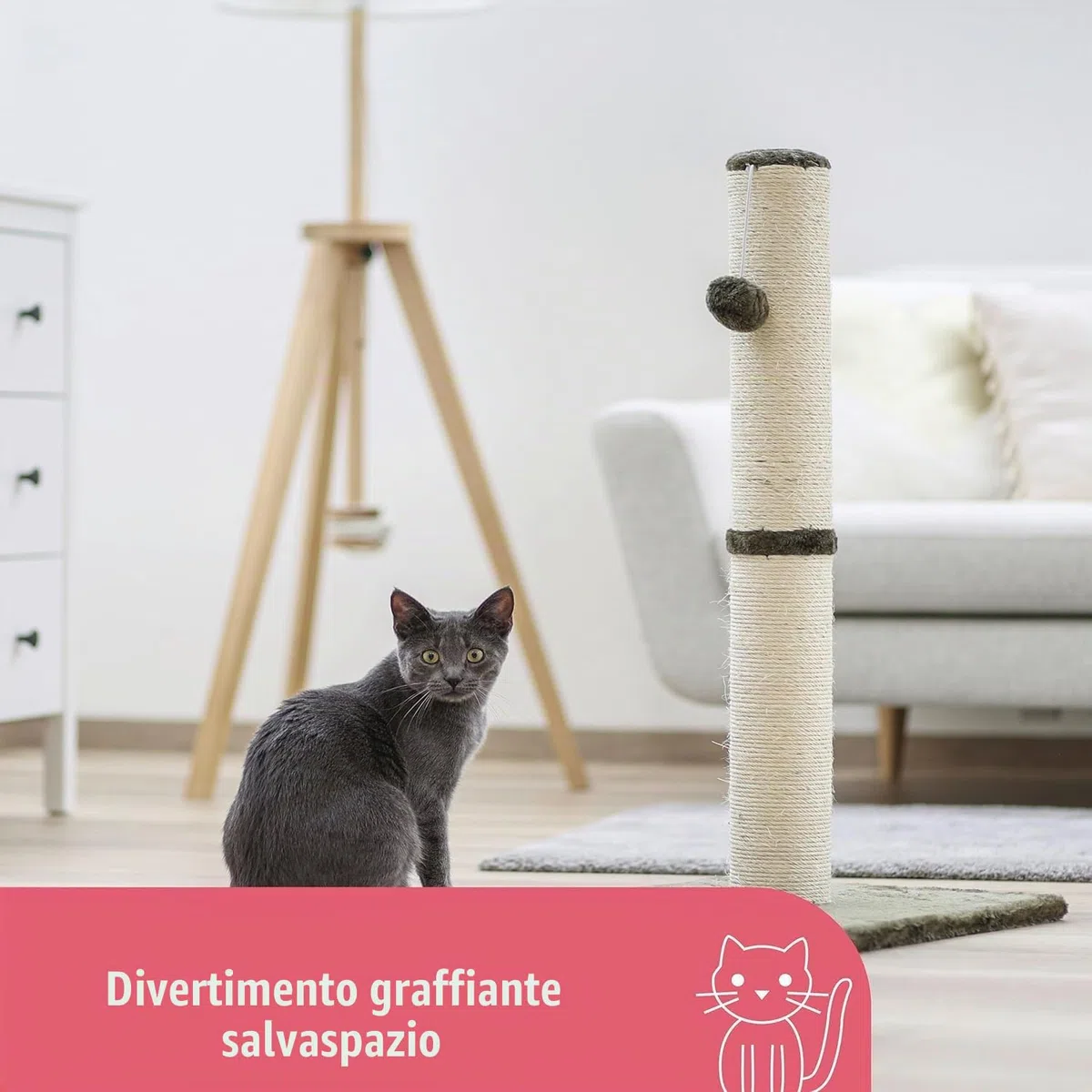 KERBL Tube a gratter Opal Maxi griffoir 78cm - Gris - Pour chat