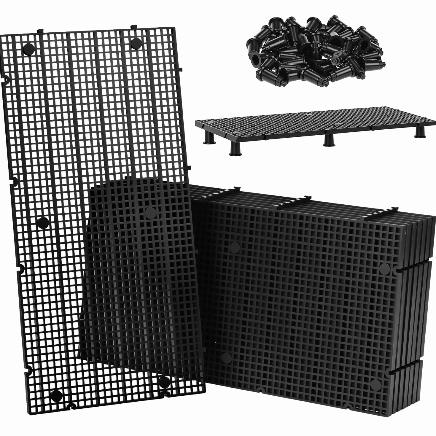 QWORK® 8 Pezzi 15 x 30 cm Rete per Acquario in plastica con 48 Supporti per filtrazione Fai-da-Te e aquascaping.
