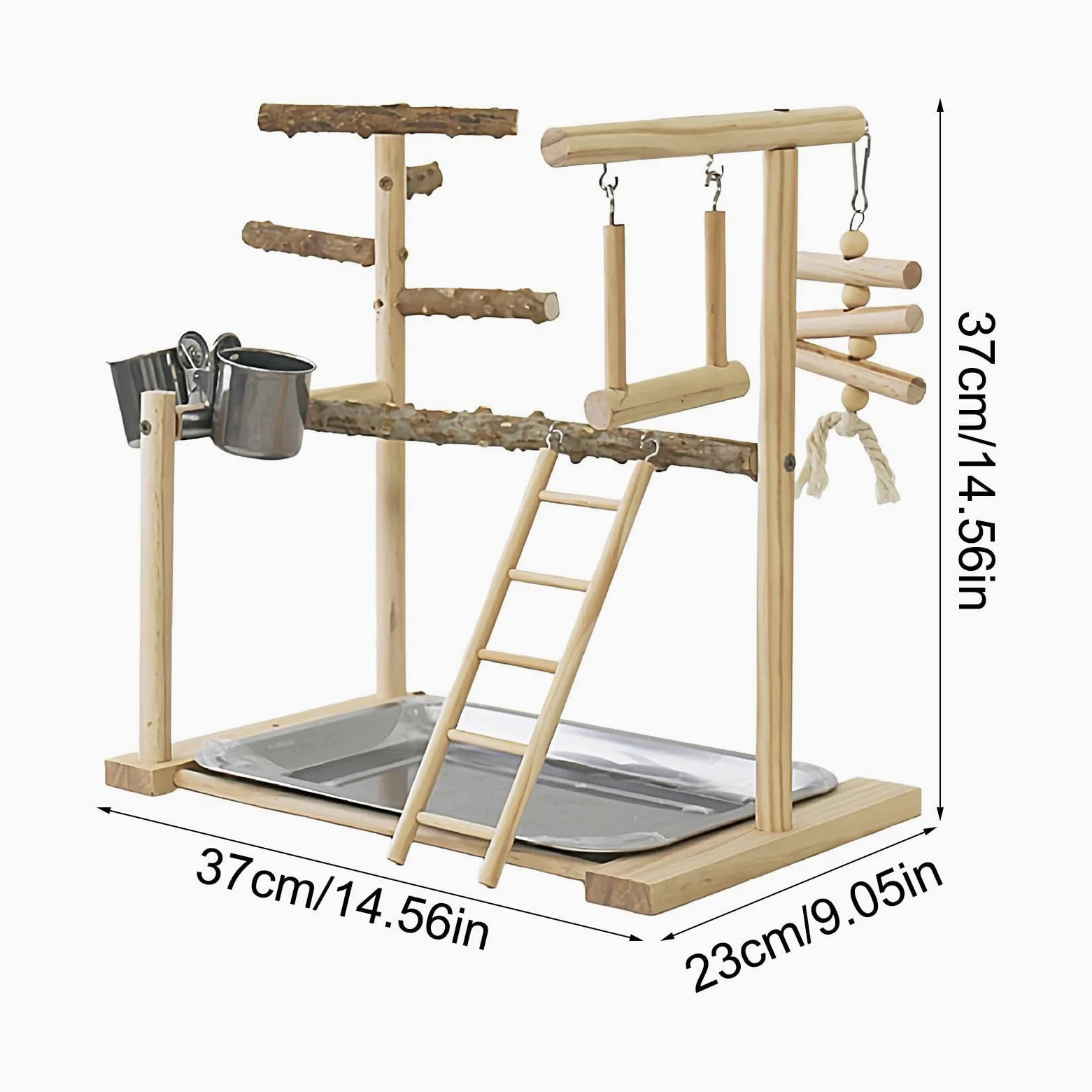 Palestra per giochi per pappagalli, supporto per giochi per uccelli, Scaletta Cockatiel con vassoio e tazze, Giochi per uccelli, palestra per esercizi, box per palestra per uccelli, per gabb