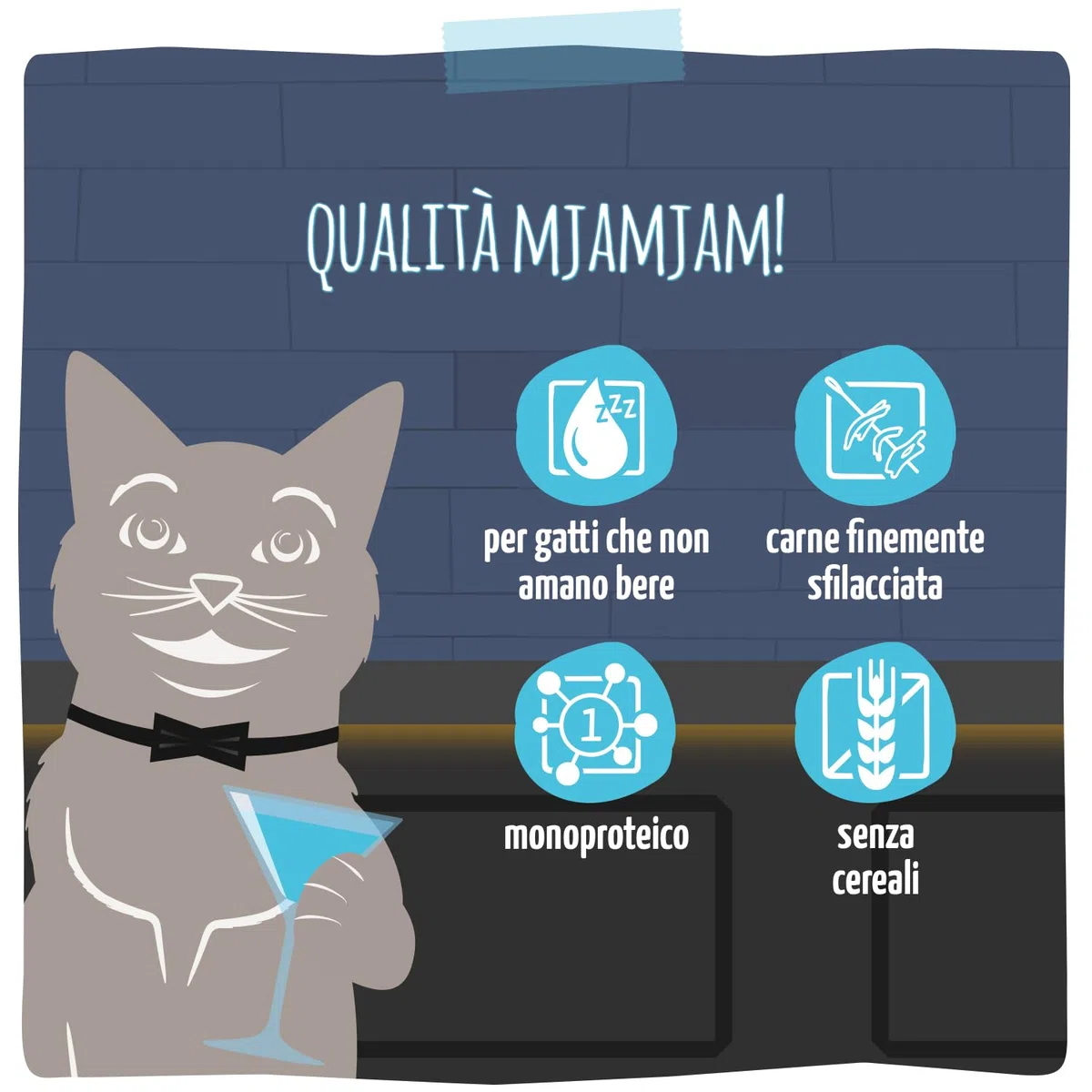 MjAMjAM - Deliziosa bevanda per gatti - Cocktails – Filetto di salmone sfilacciato, Confezione da 20 (20x40), senza cereali